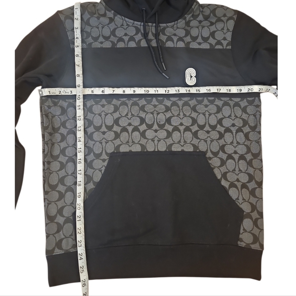 NWT Coach Organic Cotton Signature Logo Pullover Hoodie Black Gray S C0826 - Picture 3 of 12